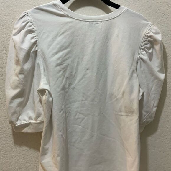 New The Drop Mariko Puff-Sleeve Crew-Neck Stretch Jersey T-Shirt in white - Picture 11 of 12
